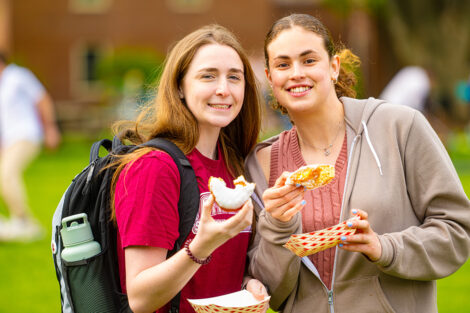 Students holding food