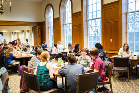 Students in a dining hall